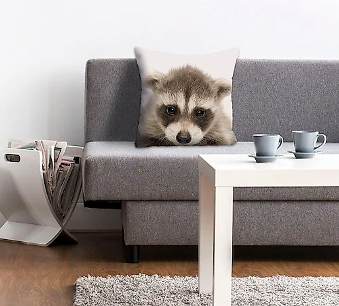 queence Dekokissen »Dean«, Kissenhülle,Waschbär,Lustig,Tiere,Niedlich,Freun günstig online kaufen