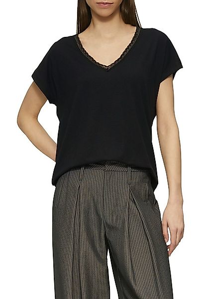 QS T-Shirt mit Spitze am Ausschnitt günstig online kaufen