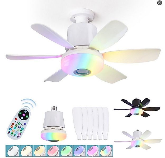 QUBEBU Deckenleuchte RGB Deckenventilator mit Beleuchtung Licht Fernbedienu günstig online kaufen