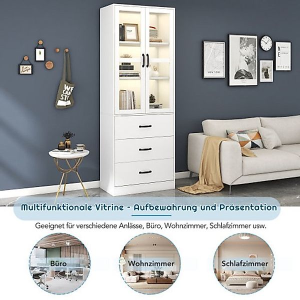 XDeer Vitrine Vitrine, Standvitrine mit 3 Schubladen und 2 beweglichen Tren günstig online kaufen
