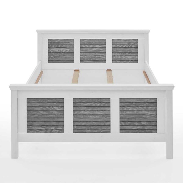 Zweifarbiges Landhaus Bett in Kiefer Grau & Weiß 94 cm Kopfteil günstig online kaufen