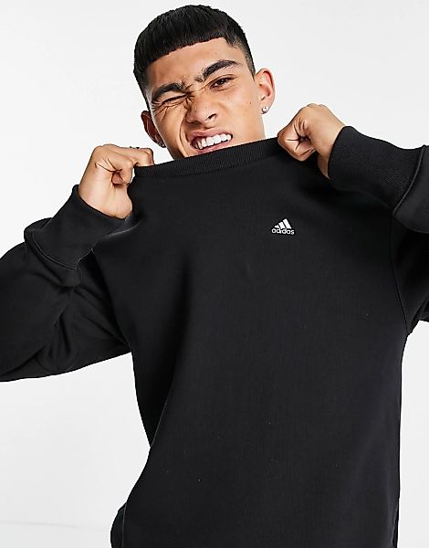 adidas – Training – Lounge-Sweatshirt mit kleinem Logo in Schwarz günstig online kaufen