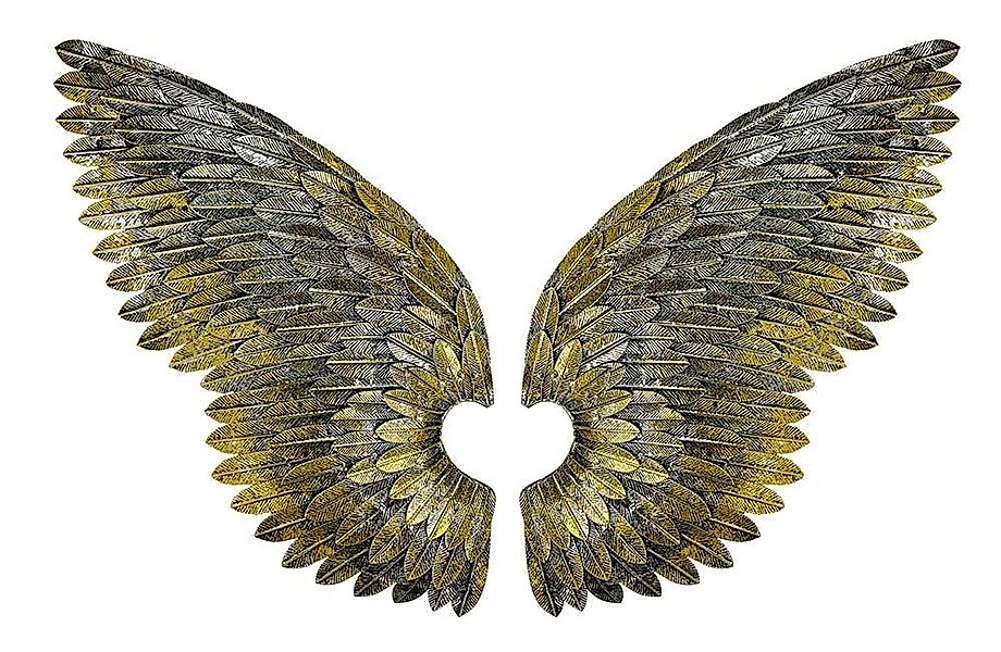 Engelsflügel Wanddeko Groß Metall 1 Paar Gold Silber Antik-Stil Wandobjekt günstig online kaufen