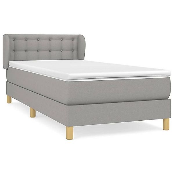 vidaXL Boxspringbett, Boxbett mit Matratze Hellgrau 90x200 cm Stoff günstig online kaufen