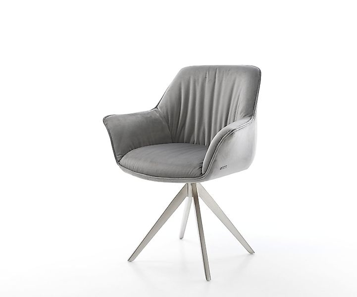 DELIFE Polsterstuhl Keila-Flex, mit Armlehnen Kreuzgestell kantig Edelstahl günstig online kaufen