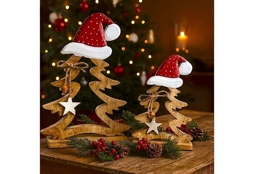 Online-Fuchs Weihnachtsfigur - 2er Set Weihnachtsbaum aus Mangoholz - moder günstig online kaufen