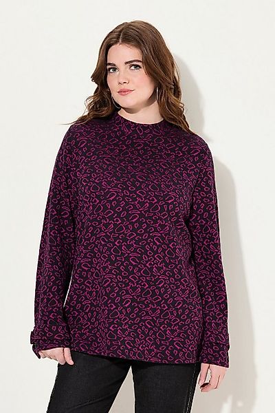 Ulla Popken Sweatshirt Sweatshirt Leomuster Stehkragen Langarm günstig online kaufen