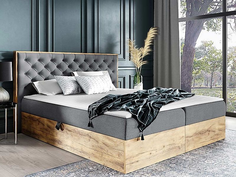 MIRJAN24 Boxspringbett Wood 3 (mit Hauptmatratze, günstig online kaufen