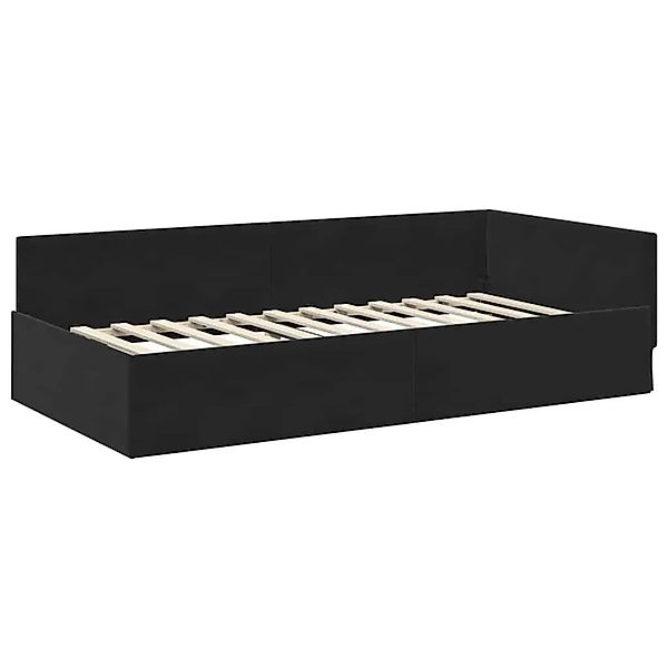 vidaXL Eckbettgestell mit Kopfteil Schwarz 90 x 190 cm Stoff 42016076 günstig online kaufen