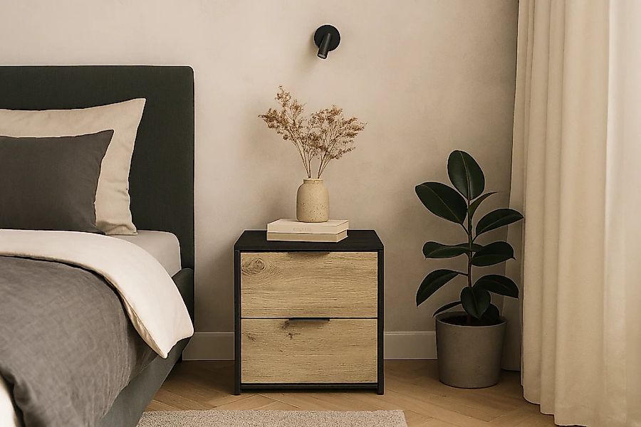 Home affaire Nachttisch "PERY Nachtkommode mit 2 Schubladen, Set 2 Stücke" günstig online kaufen