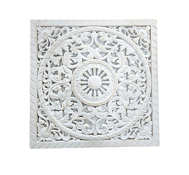 Meinposten Wanddekoobjekt Wandornament Holz weiß 40 günstig online kaufen