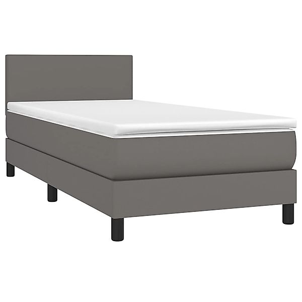 vidaXL Boxspringbett mit Matratze & LED Grau 90x200 cm Kunstleder 3134085 günstig online kaufen