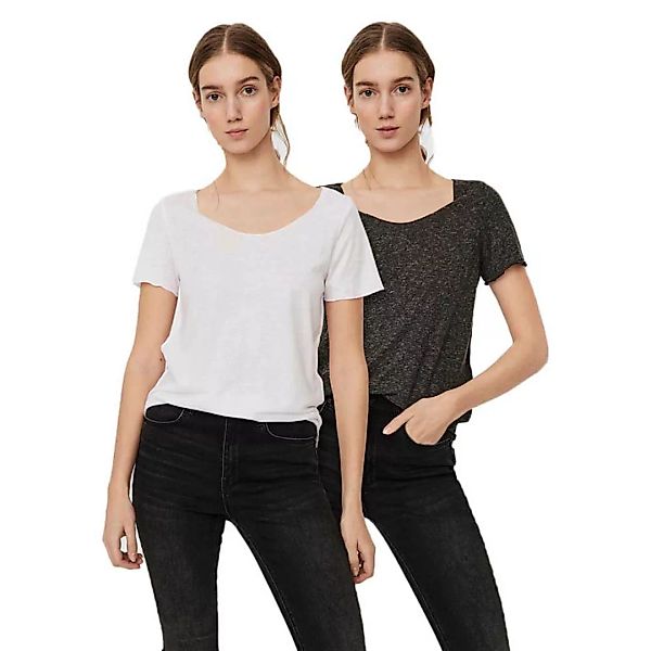 Vero Moda Lua 2 Units Kurzärmeliges T-shirt L Black / Pack Bright White günstig online kaufen
