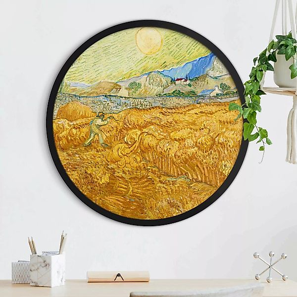 Rundes Gerahmtes Bild Vincent van Gogh - Kornfeld mit Schnitter günstig online kaufen