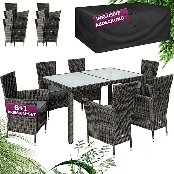 Casaria Garten-Essgruppe, 6 Personen Rattan inkl. günstig online kaufen