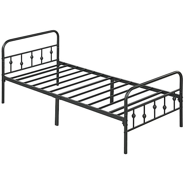 HOMCOM Bettrahmen Bettgestell Metall Schwarz 206,9L x 91,8B x 82,5H cm günstig online kaufen