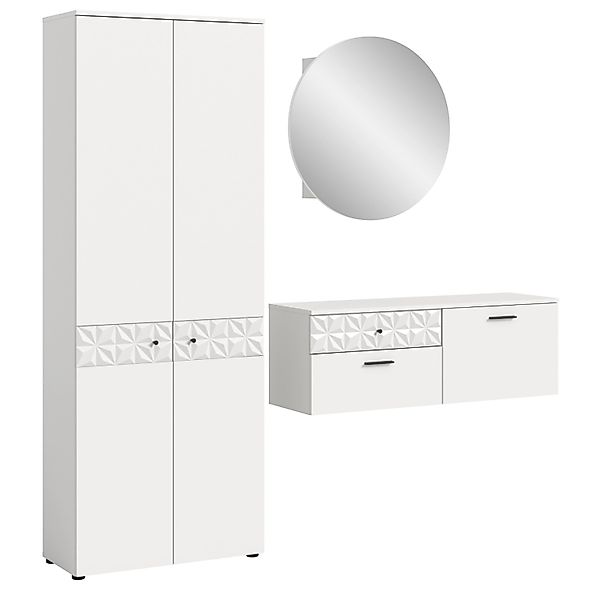 Inn.Furn Garderoben-Set in Weiß Hochglanz 195 cm Relief günstig online kaufen