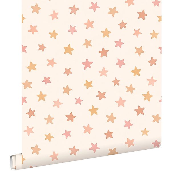 ESTAhome Tapete Kleine Sterne Weiß Rosa Und Orange 50 X 900 Cm 131708 günstig online kaufen