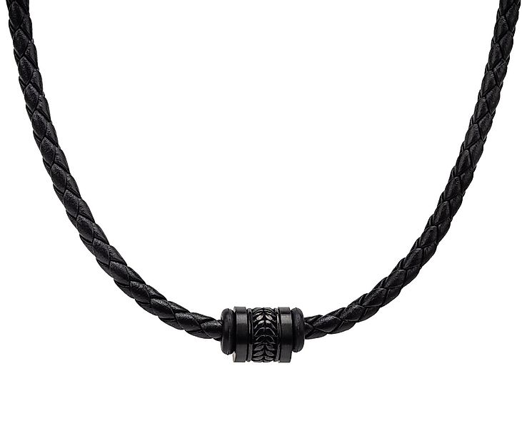 David Galvani Kette mit Anhänger Herren Lederkette Schwarz mit Edelstahl Be günstig online kaufen