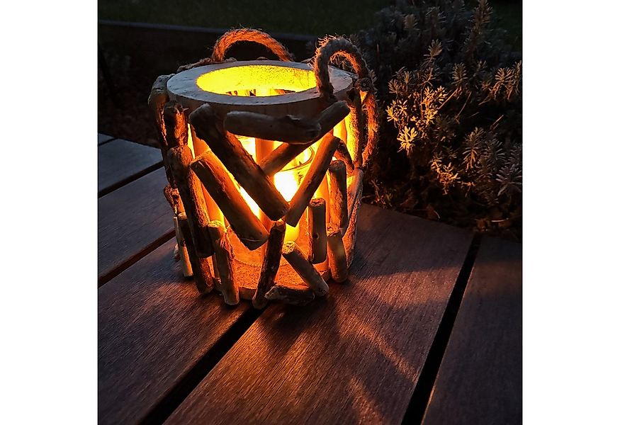 Online-Fuchs Windlicht - Laterne aus Treibholz mit Kerzenständer aus Glas ( günstig online kaufen