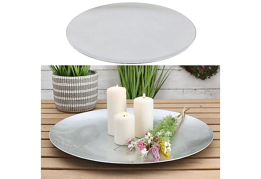 CEPEWA Dekoteller Dekoplatte PVC Ø47cm silber Glasureffekt Platzteller Serv günstig online kaufen