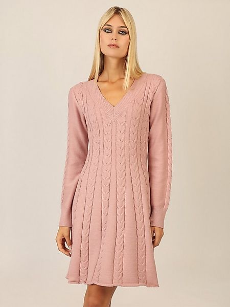 Apart Strickkleid mit Zopfmuster und V-Ausschnitt günstig online kaufen