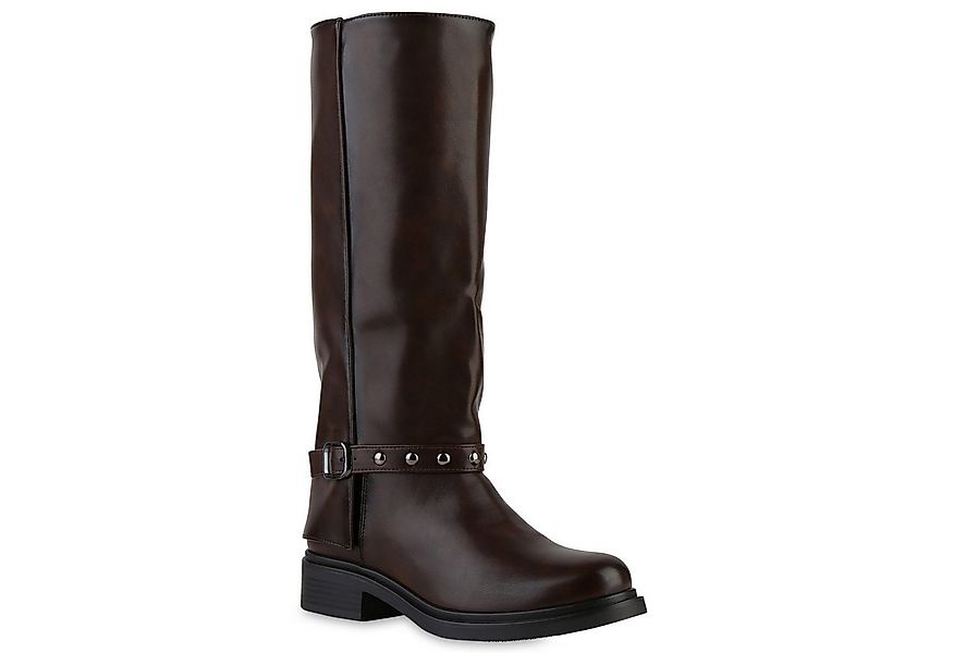 VAN HILL 841850 Stiefel Damen Bikerstiefel Stiefel Blockabsatz Schnallen Ni günstig online kaufen