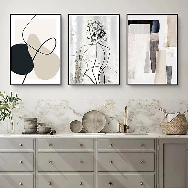 Herfair Mehrteilige Bilder Abstrakte Wandbilder 3er günstig online kaufen