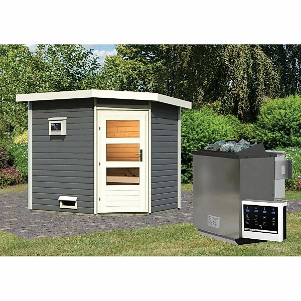 Karibu Saunahaus Thorben mit Bio-Ofen 9kW und externe Steuerung Easy günstig online kaufen