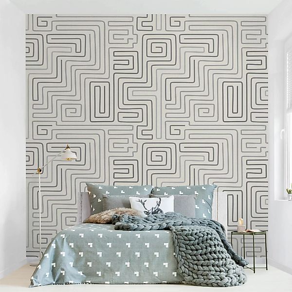 Fototapete Labyrinth Muster in Grau günstig online kaufen