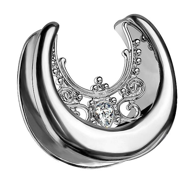 Taffstyle Plug Piercing Tribal Kristall Halbrunder günstig online kaufen