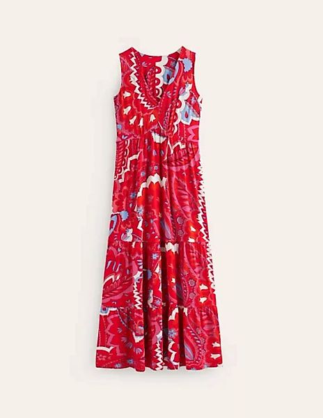 Sylvia Maxi-Stufenkleid aus Jersey Damen Boden, Flammenrot, Foliage Paisley günstig online kaufen