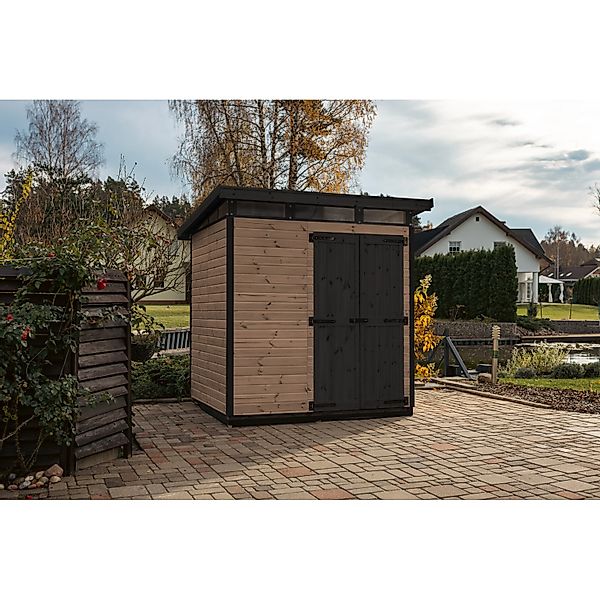 Upyard Gartenhaus Strongbox L mit Fundament 203 cm x 163 cm Braun FSC® günstig online kaufen