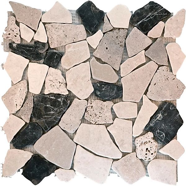 Mosaikmatte Polygonal Biancone Travertino Marron 30 cm x 30 cm günstig online kaufen