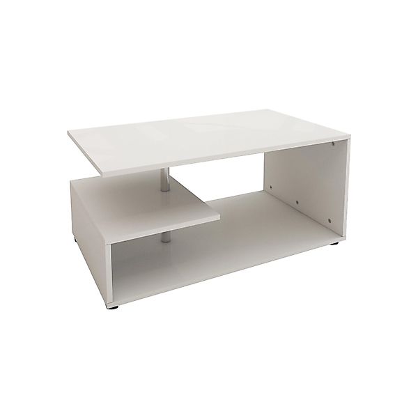 ML-Design Couchtisch Weiß mit Metall Dekostange 91x41x52,6 cm aus Holz günstig online kaufen