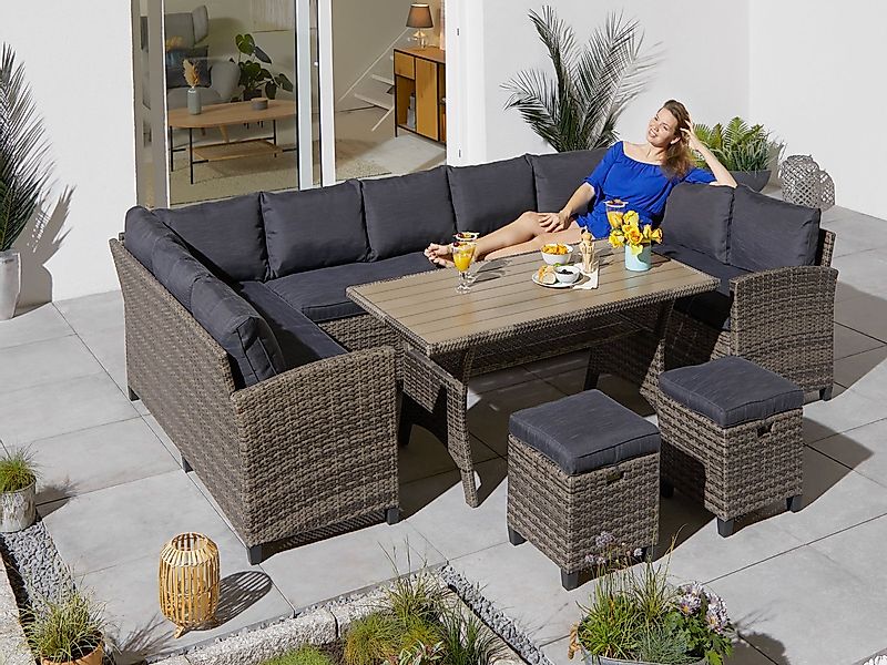 KONIFERA Gartenlounge-Set Rotterdam, (Set, 20-tlg., 3x 3er Sofa, 2x Hocker, günstig online kaufen