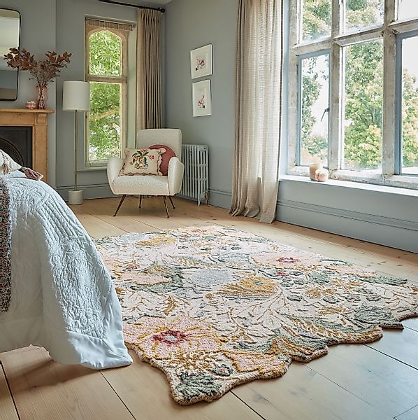 FLAIR RUGS Wollteppich »Daphne Floral«, rechteckig, 10 mm Höhe, Floraler Wo günstig online kaufen