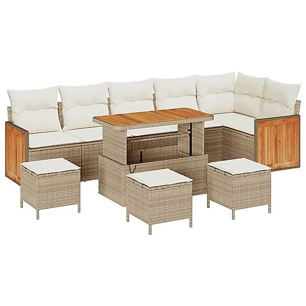 vidaXL Gartensofa-set mit Kissen 12-Tlg Beige und Creme Poly-Rattan 3365281 günstig online kaufen