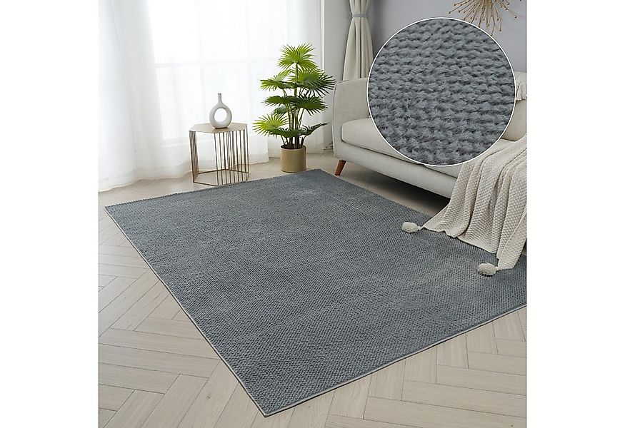 my home Fellteppich Valeria Rabbit mit Hoch-Tief Effekt, waschbar, Kunstfel günstig online kaufen