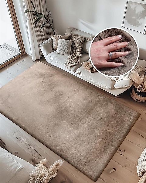 Qiyano Teppich Hochflorteppich Wanga 100 Taupe 80 x 150 cm, Rechteckig günstig online kaufen