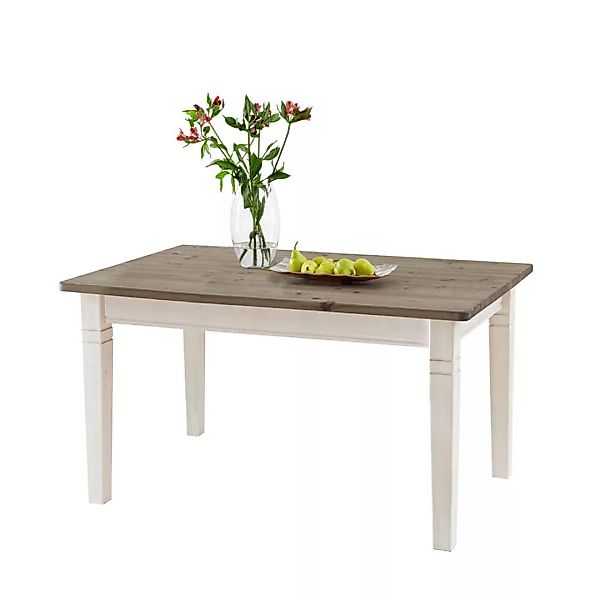 Holztisch in Weiß Grau Kiefer massiv günstig online kaufen