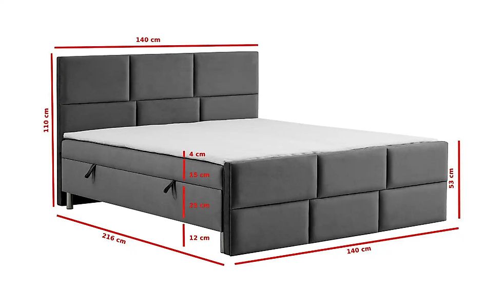 Boxbett mit Bettkasten Adria ¦ grau ¦ Maße (cm): B: 140 H: 110 Betten > Kom günstig online kaufen
