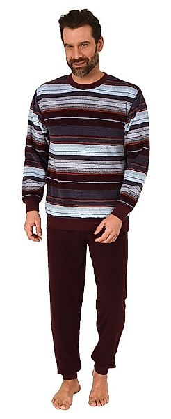 Normann Pyjama Herren Frottee Schlafanzug langarm mit Bündchen in Streifeno günstig online kaufen