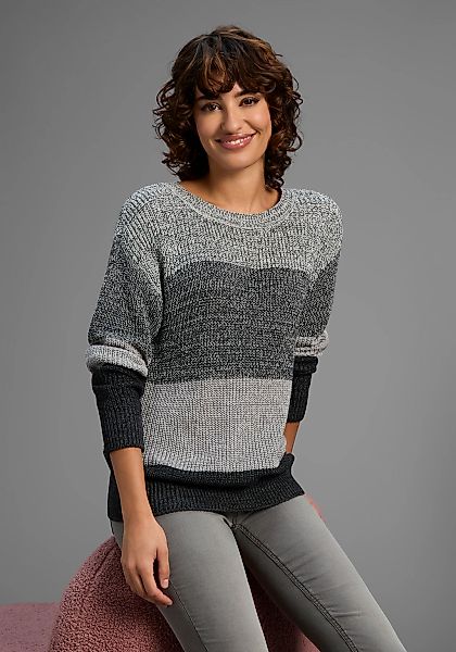 Laura Scott Streifenpullover Übergangspullover aus Baumwolle mit Melangeopt günstig online kaufen