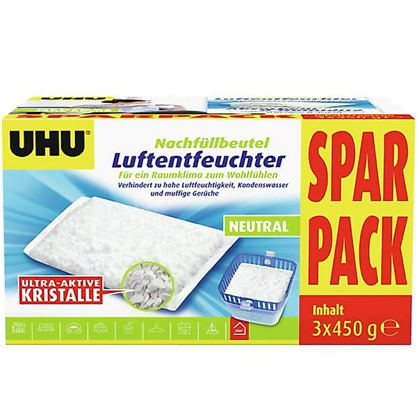 UHU Luftentfeuchter Nachfüllbeutel Spar-Pack 3x 450 g günstig online kaufen