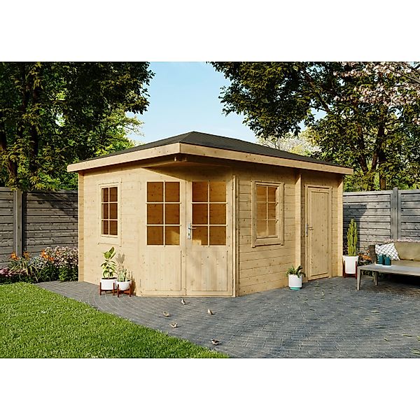Fjordholz 5-Eck Gartenhaus Modell Evelyn 3D günstig online kaufen