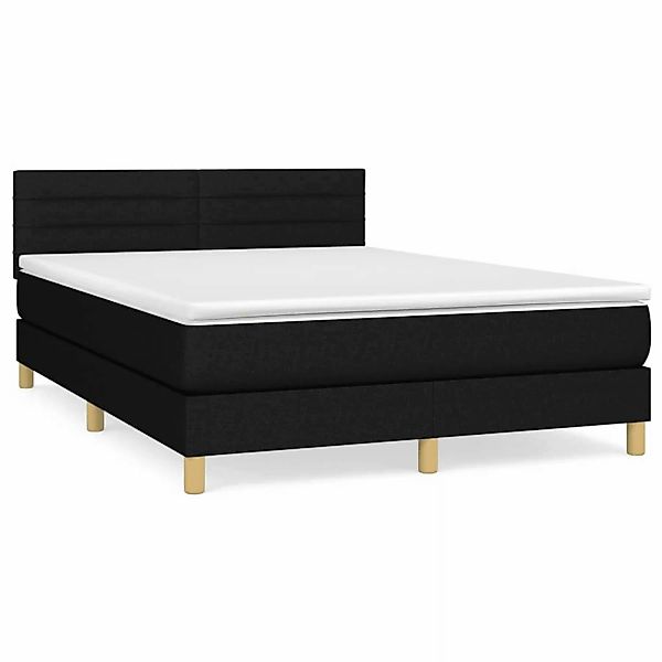 vidaXL Boxspringbett mit Matratze Schwarz 140x200 cm Stoff1398375 günstig online kaufen