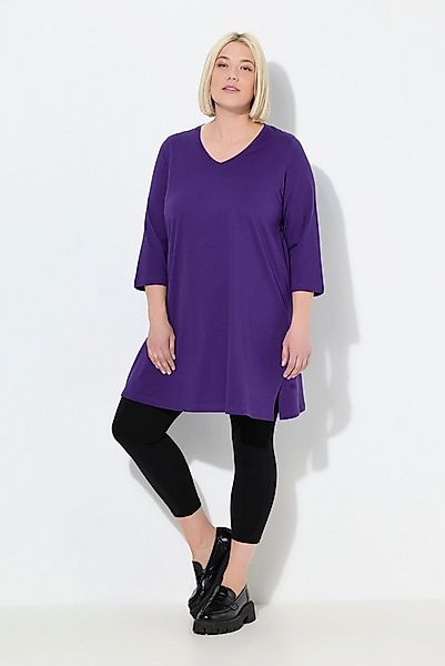 Ulla Popken Longshirt Longshirt A-Linie V-Ausschnitt 3/4-Arm günstig online kaufen