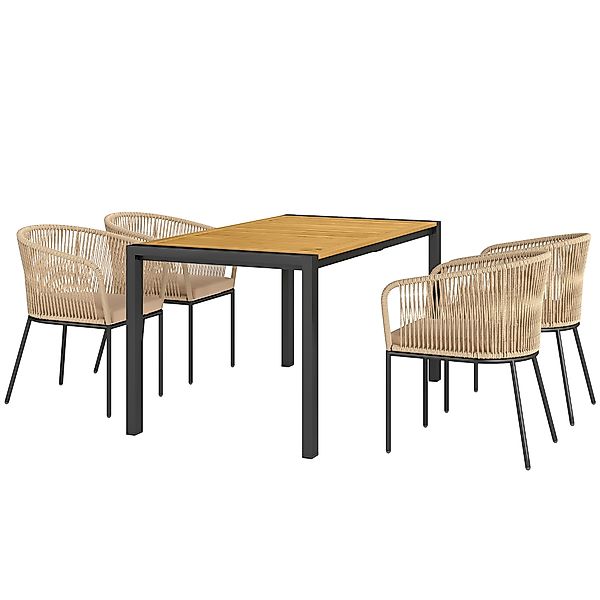 Outsunny 5-teiliges Polyrattan Gartenmöbel-Set für 4 Personen, wetterfest B günstig online kaufen