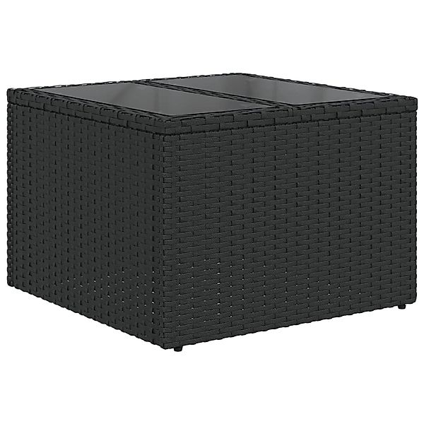 vidaXL Gartentisch mit Glasplatte Schwarz 55x55x37 cm Poly Rattan 365969 günstig online kaufen